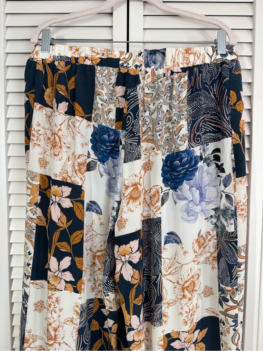 Johnny Was Jade Polaris Silk Easy Pant Wide Leg Patchwork Print Floaty Large NWT - Picture 7 of 9